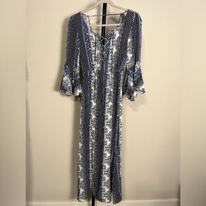strapless open back dress Floral Lace Pleated Maxi Dress main image 0